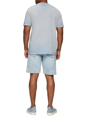 QS Kurzarmshirt T-Shirt Cold Pigment Dye hellblau/hellgrau