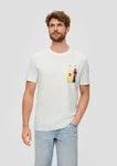 s.Oliver Kurzarmshirt T-Shirt mit Sinalco-Print Artwork Weiß/Mischfarben/Creme/Grau/Khaki
