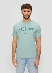 s.Oliver Kurzarmshirt T-Shirt Label-Print Artwork 
