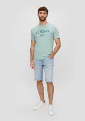 s.Oliver Kurzarmshirt T-Shirt Label-Print Artwork 