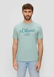 s.Oliver Kurzarmshirt T-Shirt Label-Print Artwork 