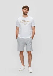 s.Oliver Kurzarmshirt T-Shirt Label-Print Artwork Silber