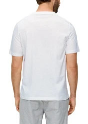 s.Oliver Kurzarmshirt T-Shirt Label-Print Artwork Silber