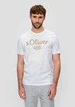 s.Oliver Kurzarmshirt T-Shirt Label-Print Artwork Silber