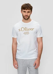 Kurzarmshirt T-Shirt aus Baumwolle mit Label-Print Artwork