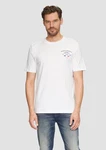 s.Oliver Kurzarmshirt T-Shirt mit Frontprint Artwork Creme/Weiß