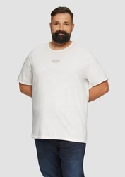 s.Oliver Kurzarmshirt T-Shirt mit Artwork Weiß/Braun/Grau