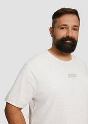 s.Oliver Kurzarmshirt T-Shirt mit Artwork Weiß/Braun/Grau
