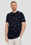 s.Oliver Kurzarmshirt mit All-over-Print und Crew Neck Artwork Dunkelblau/Blau/Gelb