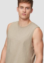 QS Shirttop aus Baumwolle mit Logo-Detail Khaki/Dunkelgrün
