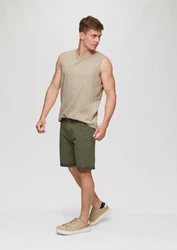 QS Shirttop aus Baumwolle mit Logo-Detail Khaki/Dunkelgrün