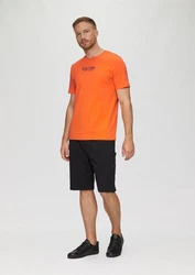 s.Oliver Kurzarmshirt T-Shirt mit Logo-Motiven Orange/Braun