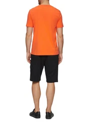 s.Oliver Kurzarmshirt T-Shirt mit Logo-Motiven Orange/Braun