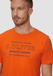 s.Oliver Kurzarmshirt T-Shirt mit Logo-Motiven Orange