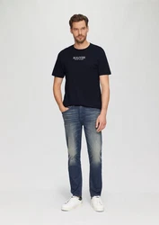 s.Oliver Kurzarmshirt T-Shirt mit Logo-Motiven Dunkelblau/Blau