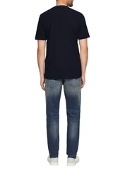 s.Oliver Kurzarmshirt T-Shirt mit Logo-Motiven Dunkelblau/Blau