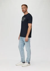 s.Oliver Kurzarmshirt T-Shirt mit Logo-Motiven Dunkelblau/Blau