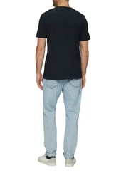 s.Oliver Kurzarmshirt T-Shirt mit Logo-Motiven Dunkelblau/Blau