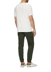 s.Oliver Kurzarmshirt T-Shirt mit Logo-Motiven Weiß/Khaki/Creme