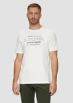 s.Oliver Kurzarmshirt T-Shirt mit Logo-Motiven Weiß/Khaki/Creme