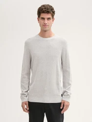 TOM TAILOR Rundhalspullover (1-tlg) Grau/Hellgrau