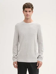 TOM TAILOR Rundhalspullover (1-tlg) Grau/Hellgrau