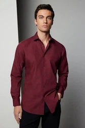 Next Langarmhemd Pflegeleichtes Slim Fit Hemd mit Sportmanschetten Dunkelrot/Bordeaux/Rot