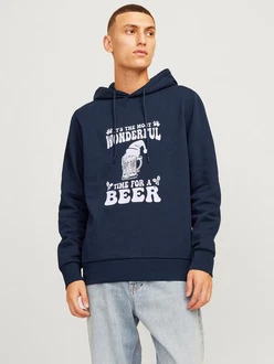 Jack & Jones Kapuzensweatshirt JJXMAS ONE COLOR FUNNY SWEAT HOOD Dunkelblau/Blau/Fliederfarben