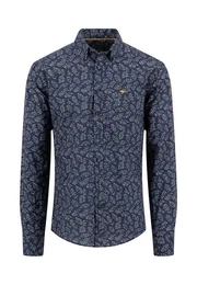 Langarmhemd mit Logostickerei und All-Over Print
