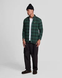 Lyle & Scott Langarmhemd Herren Dunkelgrün/Grün