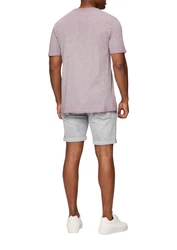 QS Kurzarmshirt T-Shirt Cold Pigment Dye Grau/Rosa/Lila