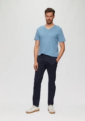 s.Oliver T-Shirt mit V-Ausschnitt Blau/Hellblau/Grau
