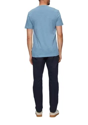 s.Oliver T-Shirt mit V-Ausschnitt Blau/Hellblau/Grau