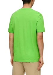 s.Oliver Kurzarmshirt T-Shirt Label-Print Artwork Grün/Neonfarben