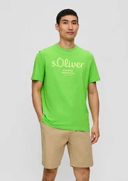 Kurzarmshirt T-Shirt aus Baumwolle mit Label-Print Artwork