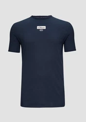 s.Oliver T-Shirt mit Flammgarnstruktur Logo Dunkelblau
