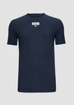 s.Oliver T-Shirt mit Flammgarnstruktur Logo Dunkelblau