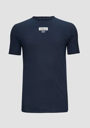 Kurzarmshirt T-Shirt mit Flammgarnstruktur Logo