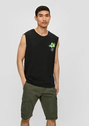 s.Oliver Shirttop Tanktop mit Frontprint Artwork Gelb/Dunkelgrün/Schwarz/Grün/Orange