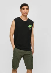 s.Oliver Shirttop Tanktop mit Frontprint Artwork Gelb/Dunkelgrün/Schwarz/Grün/Orange