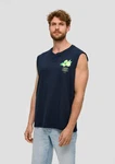 s.Oliver Shirttop Tanktop mit Frontprint Artwork Dunkelblau/Blau/Hellblau