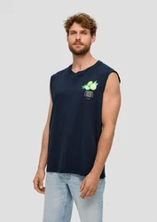 s.Oliver Shirttop Tanktop mit Frontprint Artwork Dunkelblau/Blau/Hellblau