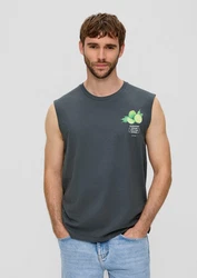 s.Oliver Shirttop Tanktop mit Frontprint Artwork Blau/Grün/Hellgrau/Türkis/Grau/Lila