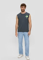 s.Oliver Shirttop Tanktop mit Frontprint Artwork Blau/Grün/Hellgrau/Türkis/Grau/Lila