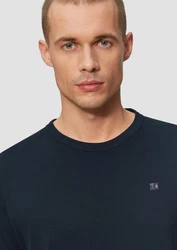 s.Oliver Kurzarmshirt T-Shirt mit Logo-Detail Dunkelblau