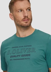 s.Oliver Kurzarmshirt T-Shirt mit Logo-Motiven Grün/Türkis