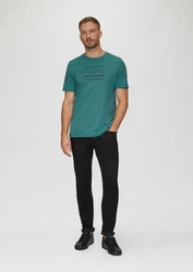 s.Oliver Kurzarmshirt T-Shirt mit Logo-Motiven Grün/Türkis
