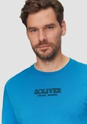 s.Oliver Kurzarmshirt T-Shirt mit Logo-Motiven Hellblau/Türkis/Blau