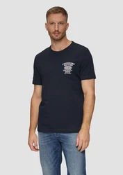 s.Oliver Kurzarmshirt mit Frontprint Artwork Dunkelblau