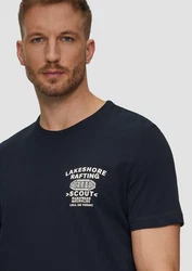 s.Oliver Kurzarmshirt mit Frontprint Artwork Dunkelblau